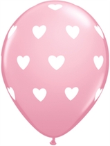 Qualatex 11" Assorted Big Hearts Pink Latex Balloons 6pk