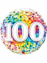 100th Birthday Rainbow Confetti 18" Foil Balloon