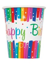 Rainbow Ribbons Happy Birthday Paper Cups 8pk