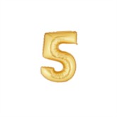Gold Number 5 Air Fill Foil Balloon 7"