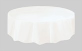 White Round Plastic Tablecover 84"