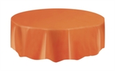 Orange Round Plastic Tablecover 84"