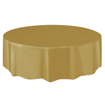 Gold Round Plastic Tablecover 84"