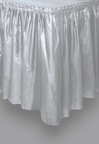 Silver Plastic Tableskirt 14ft x 29"