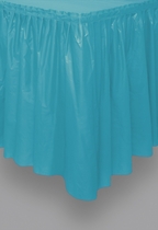 Caribbean Teal Plastic Tableskirt 14ft x 29"