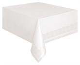 White Plastic Lined Paper Tablecover 54"x 108"