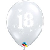 Diamond Clear Age 18 Sparkle Latex Balloons 25pk