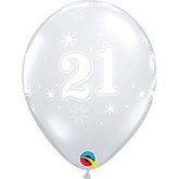 Diamond Clear Age 21 Sparkle Latex Balloons 25pk
