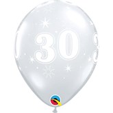 Diamond Clear Age 30 Sparkle Latex Balloons 25pk