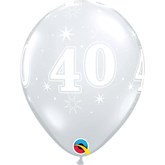 Diamond Clear Age 40 Sparkle Latex Balloons 25pk