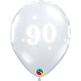 Diamond Clear Age 90 Sparkle Latex Balloons 25pk