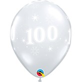 Diamond Clear Age 100 Sparkle Latex Balloons 25pk
