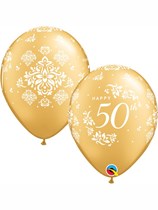 Golden 50th Anniversary 11" Latex Balloons 25pk