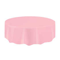 Lovely Pink Round Plastic Tablecover 84"