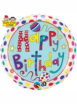 Rachel Ellen Birthday Polka Dots & Stripes 18" Foil Balloon