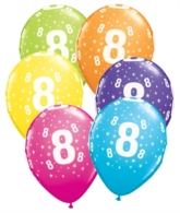 Age 8 Latex 11" Balloons 6pk