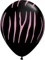 Black & Pink Zebra Stripes 11" Latex Balloons 25pk