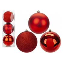 Christmas Red Baubles 12cm 3pk