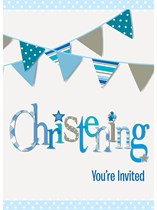 Blue Christening Invitations & Envelopes 8pk