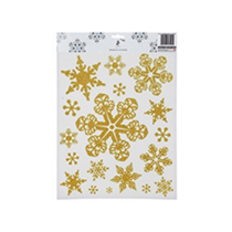 Gold Glitter Snowflake Window Stickers Single Sheet