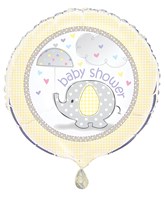 Yellow Umbrellaphants Baby Shower 18" Foil Balloon