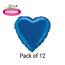 Royal Blue 18" Love Heart Foil Balloons Bulk 12pk