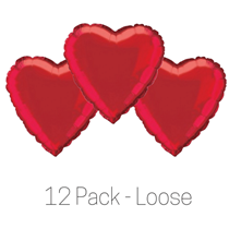 Red Heart 18 inch Foil Balloon Pack of 12 Valentines