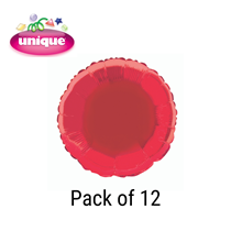 Red 18" Round Foil Balloons 12pk