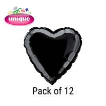 Black 18" Love Heart Foil Balloons Bulk 12pk