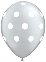 Silver with White Dots 11" Latex Balloons 25pk