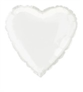 Single 18" White Heart Shaped Foil Balloon