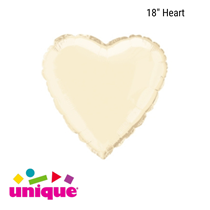 Single 18" Ivory Heart Shaped Foil Balloon