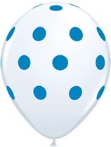 White with Blue Dots 11" Latex Balloons 25pk