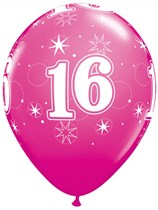 Age 16 Sparkle Wild Berry 11" Latex Balloons 6pk