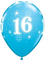 Age 16 Sparkle Robin's Egg Blue 11" Latex Balloons 6pk