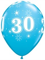 Age 30 Sparkle Robin's Egg Blue 11" Latex Balloons 6pk