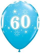 Age 60 Sparkle Robin's Egg Blue 11" Latex Balloons 6pk