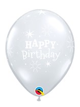 Diamond Clear Happy Birthday 11" Latex Balloons 25pk