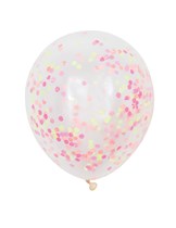 Clear 12" Latex Balloons With Neon Confetti 6pk
