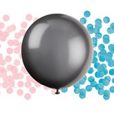 Confetti Gender Reveal 24" (2ft) Black Latex Balloon