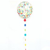 Clear 24" Confetti Filled Latex Balloon With Tail