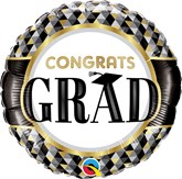 Congrats Grad Black & Gold 18" Foil Balloon