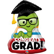 Congrats Grad Bookworm 37" Foil Balloon