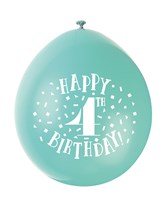 Assorted Colour 4th Birthday Latex Balloons 10pk