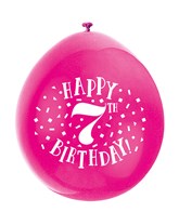 Assorted Colour 7th Birthday Latex Balloons 10pk