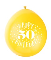Assorted Colour 50th Birthday Latex Balloons 10pk