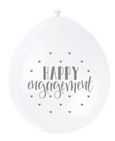 Silver and White Engagement Latex Balloons 10pk