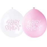 Pink and White Baby Shower Latex Balloons 10pk