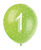 Pearlised Assorted Colour 1st Birthday Latex Balloons 5pk