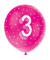 Pearlised Assorted Colour 3rd Birthday Latex Balloons 5pk